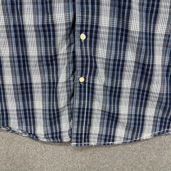 American Rag Cie Shirt Mens Extra Large Blue Plaid‎ Hooded Button Down Cotton - Picture 7 of 16